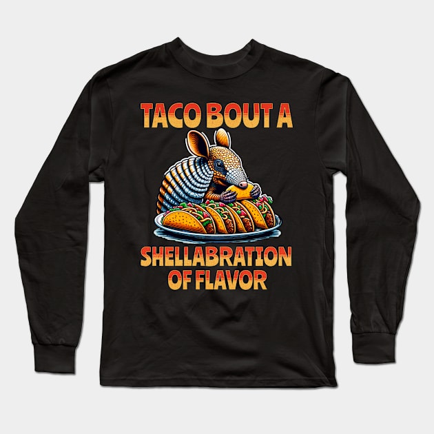 Cute Armadillo Eating Tacos For Cinco de Mayo Taco Bout Men Long Sleeve T-Shirt by Dezinesbyem Designs